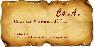 Csurka Annunciáta névjegykártya